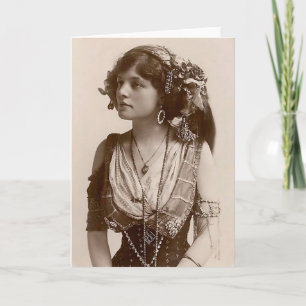 BEAUTIFUL ANTIQUE GYPSY GIRL VINTAGE NOTECARD