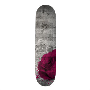 Beautiful antique hot pink rose paint splatter skateboard
