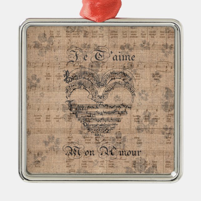 Beautiful antique music notes heart metal tree decoration (Front)