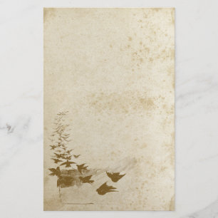 Beautiful Antique Stained Bird Stationery Paper