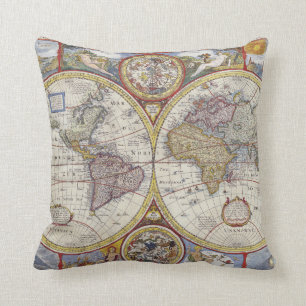 Beautiful Antique Vintage World Map Cushion