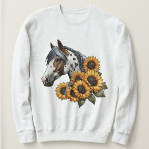 Beautiful Appaloosa Horse with Sunflowers Sweatshirt