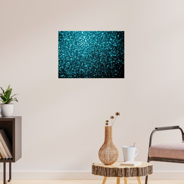 Beautiful Aqua blue glitter sparkles Poster (Living Room 3)