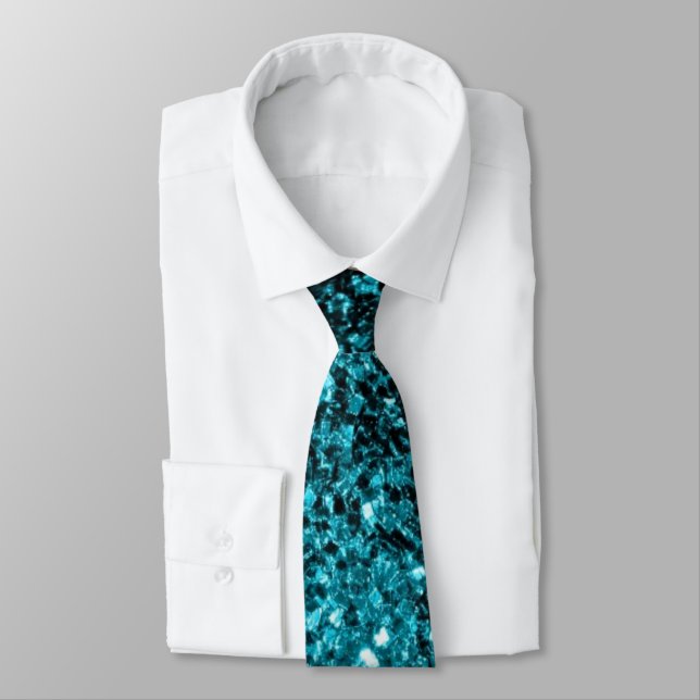 Beautiful Aqua blue glitter sparkles Tie (Tied)