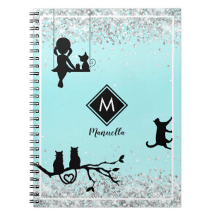 Beautiful Aqua Blue Watercolor Galaxy Girl Diary Notebook