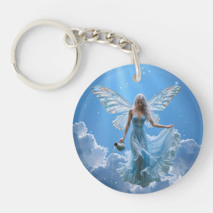 Beautiful Aquarius Fairy in the Clouds Key Ring