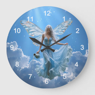 Beautiful Aquarius Fairy in the Clouds Large Clock
