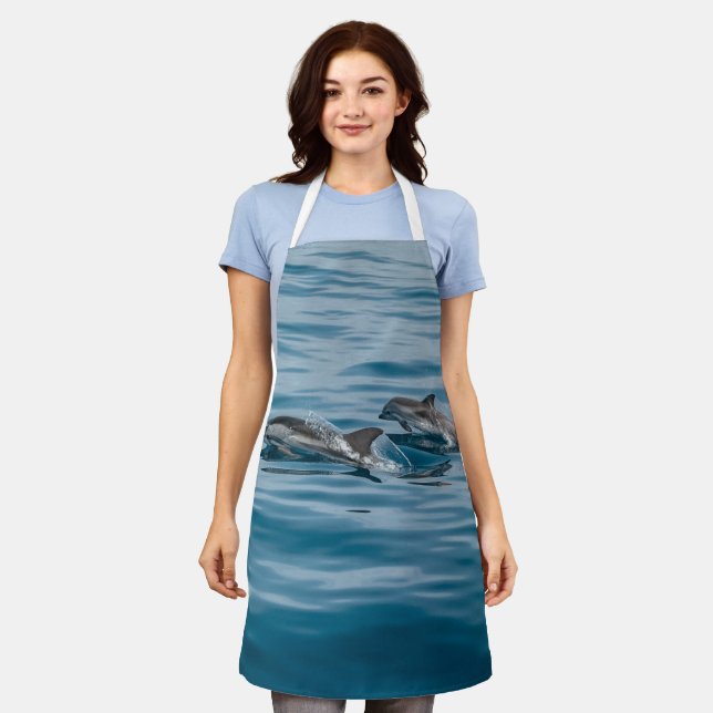 Beautiful Aquatic Dolphins Apron (Worn)
