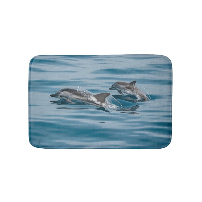 Beautiful Aquatic Dolphins Bath Mat (Front)