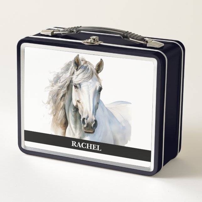 Beautiful Arabian Horse Metal Lunch Box (Front)