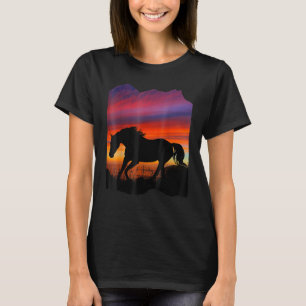 Beautiful Arabian horse sunset silhouette orange p T-Shirt