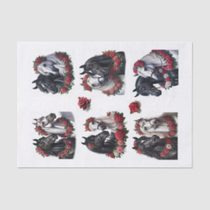 Beautiful Arabian Horses with Red Rose Wreaths Tissue Paper
