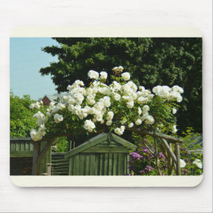 Beautiful arch of white roses mouse mat