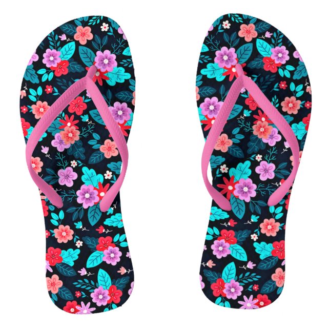 Beautiful Arrangement Ditsy Floral Pattern-56576 Flip Flops (Footbed)