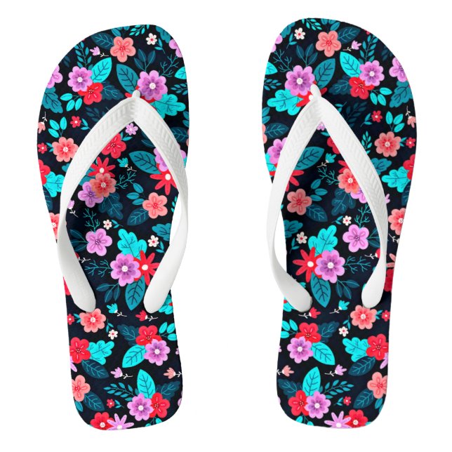 Beautiful Arrangement Ditsy Floral Pattern-56576 Flip Flops (Footbed)