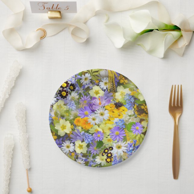 Beautiful Array of Colourful Flowers, Paper Plates (Wedding)