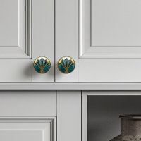 Beautiful Art Deco Abstract FloralTurquoise Gold  