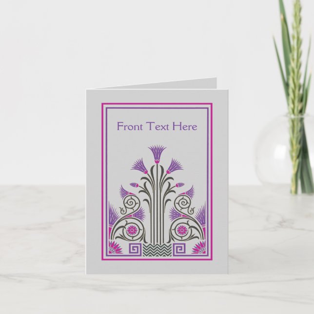 Beautiful art deco border lilac grey purple card (Front)