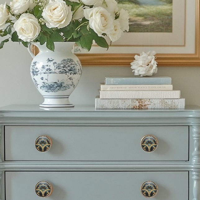 Beautiful Art Deco Elegant Gold Turquoise    Ceramic Knob (Creator Uploaded)