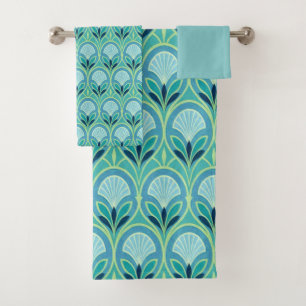 Beautiful Art Deco Floral Bath Towel Set