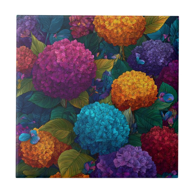 Beautiful Art Deco Hydrangeas  Tiles  For Kitchen  (Front)
