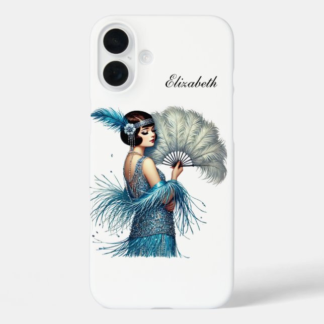 Beautiful Art Deco lady add your name  Case-Mate iPhone Case (Back)