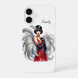 Beautiful Art Deco lady add your name iPhone 16 Case
