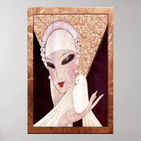 Beautiful Art Deco Lady (with bird) Poster