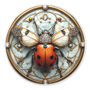 Beautiful, Art Deco Ladybug  Ceramic Knob