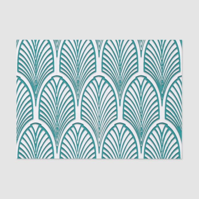 Beautiful,art deco, nouveau,template,teal,white,cu tissue paper (Front)