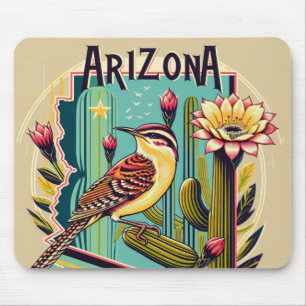 Beautiful Art Deco of Arizona Bird and Flower Mouse Mat