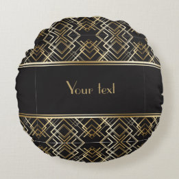 Beautiful,art deco,pattern,grey,beige,1920,retro,c round cushion