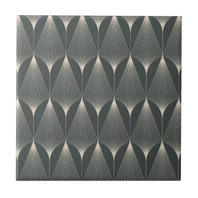 Beautiful,art deco,pattern,grey,beige,1920,retro,c tile (Front)