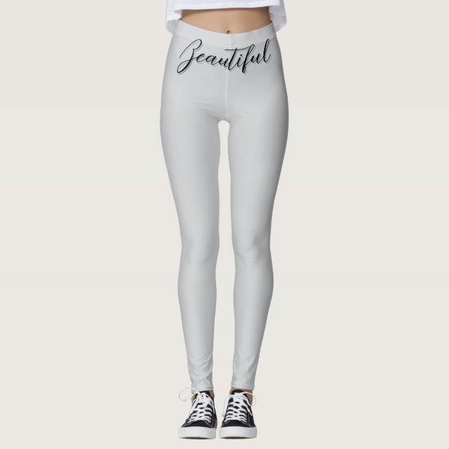 "Beautiful" Art Design Leggings (Front)