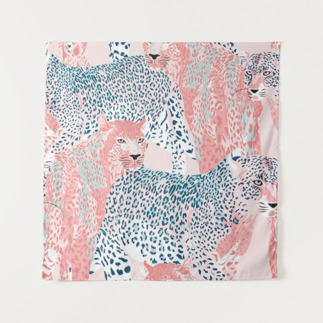 Beautiful art Leopard seamless pattern, abstract a Tapestry (Front)