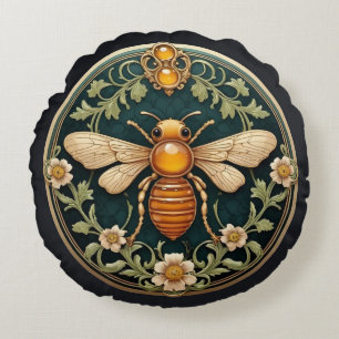 Beautiful Art Nouveau Bee Round Cushion