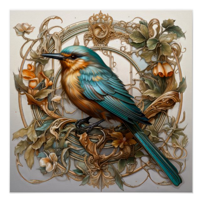 Beautiful Art Nouveau Bird Poster (Front)