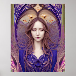 Beautiful Art Nouveau blue purple Poster