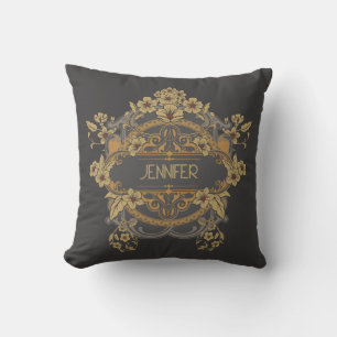 Beautiful Art Nouveau design with flowers Cushion