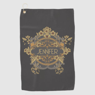 Beautiful Art Nouveau design with flowers  Golf Towel