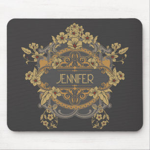 Beautiful Art Nouveau design with flowers Mouse Mat