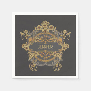Beautiful Art Nouveau design with flowers Napkin