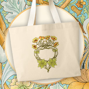 Beautiful Art Nouveau Floral Motif Large Tote Bag