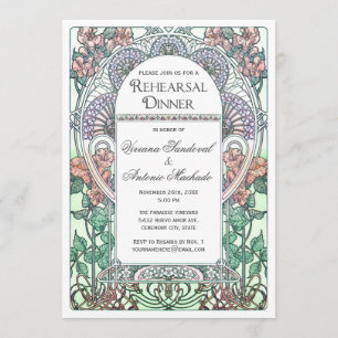 Beautiful Art Nouveau Rehearsal Dinner Invitations