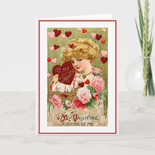 Beautiful Art Nouveau Valentine Holiday Card (Front)