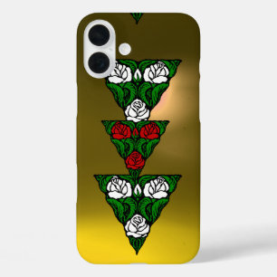 BEAUTIFUL ART NOUVEAU WHITE  RED ROSES TRIANGLE iPhone 16 PLUS CASE