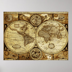 Beautiful art of Vintage and Antique world Map Poster