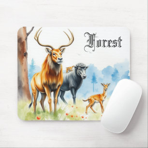 Beautiful art wildlife painting in forest Animals Mouse Mat
