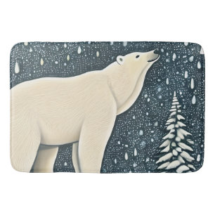 Beautiful Artic Polar Bear Bath Mat