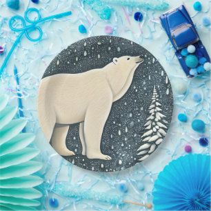 Beautiful Artic Polar Bear Paper Plate